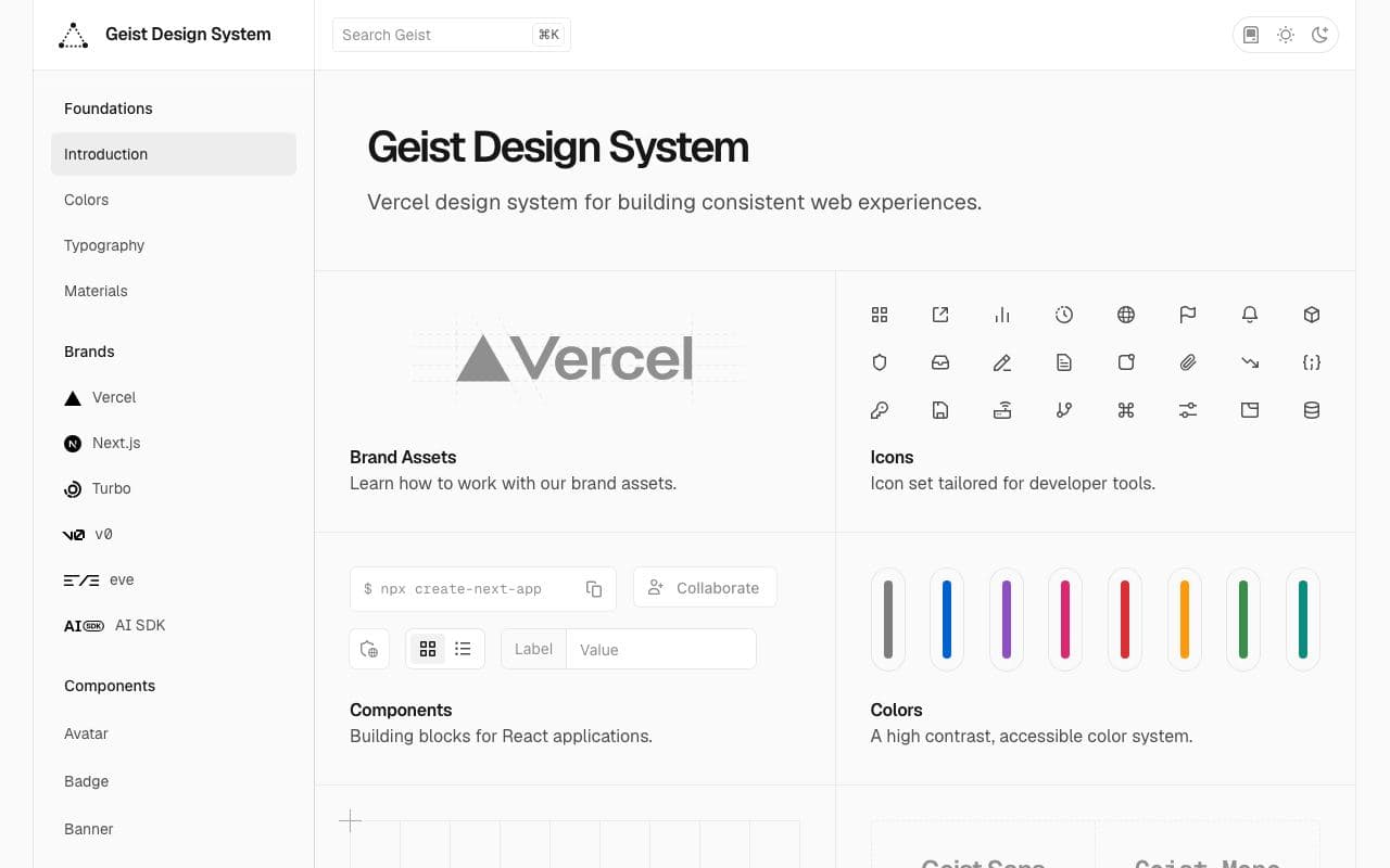 Preview of Vercel Geist