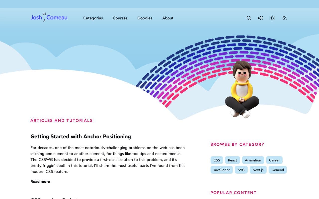 Preview of Josh W. Comeau's blog