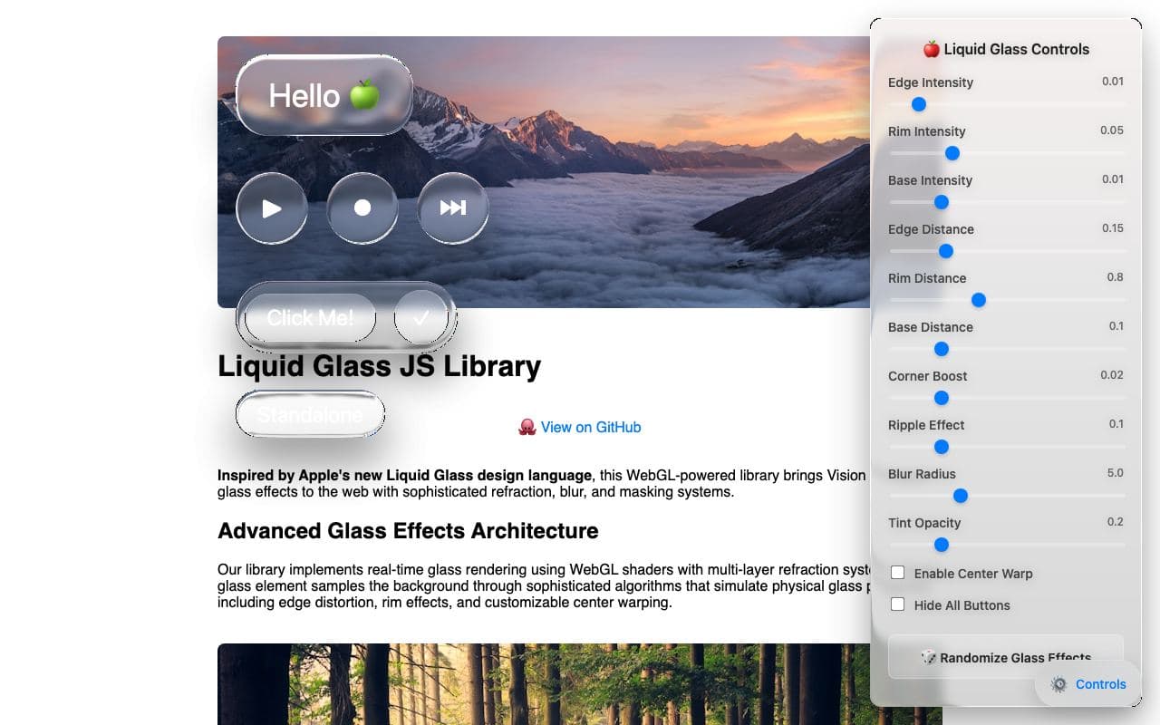 Preview of Liquid Glass JS