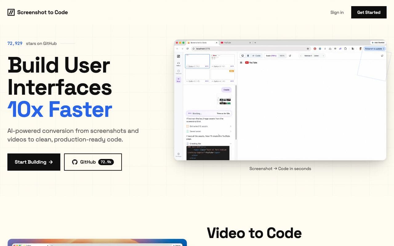 Preview of screenshot-to-code