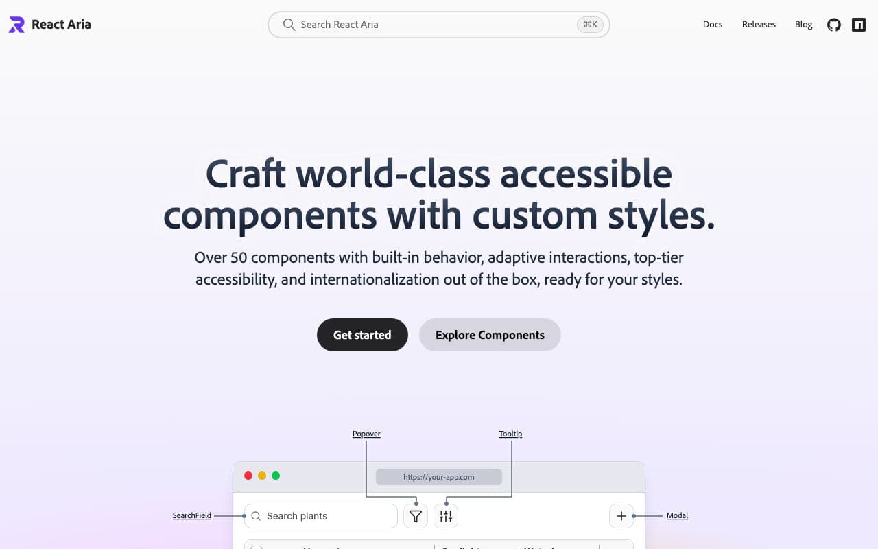 Preview of React Aria