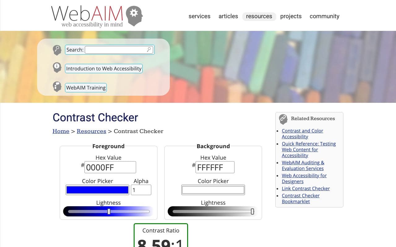 Preview of WebAIM Contrast Checker